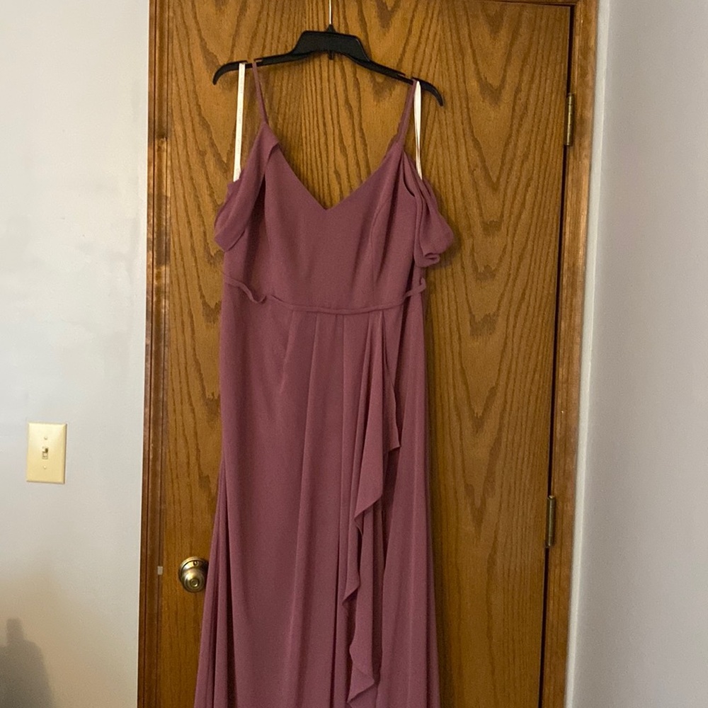 David’s Bridal Chianti Size 16 Cascading off the Shoulder Bridesmaid Dress